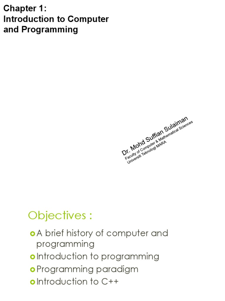 1 Chapter 1 - Intro To Computer - Programming | PDF | Programming ...