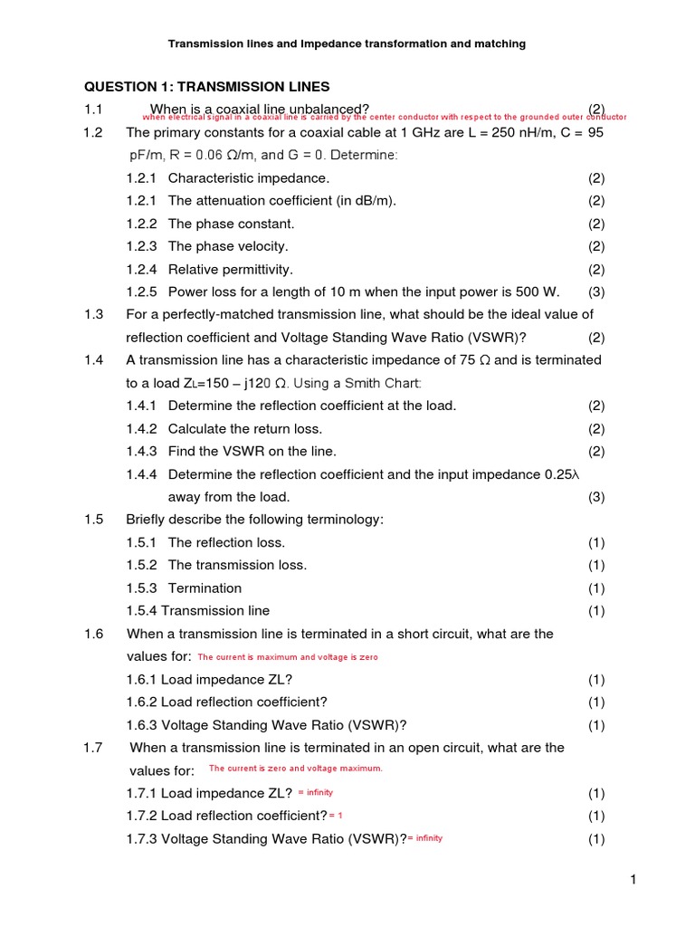 Transmission Lines and Impedence Transformation and Matching PDF