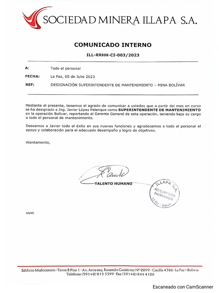 ILL CI 003 Designación SI MTTO Bolivar PDF