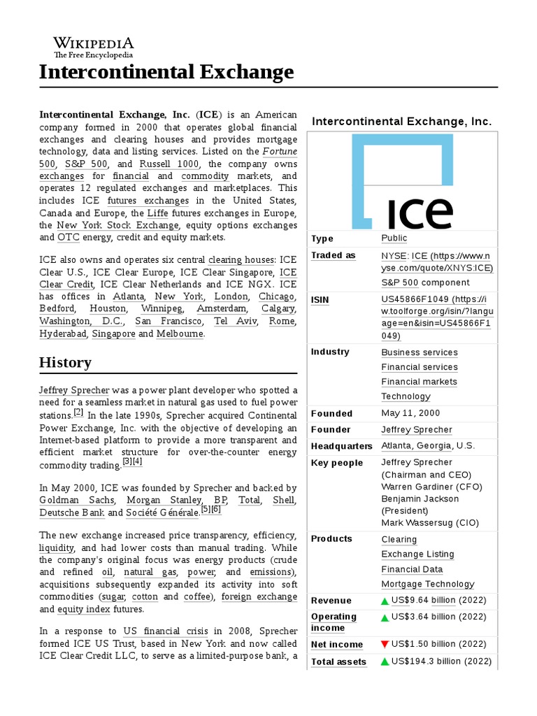 Overview of Intercontinental Exchange | PDF | Nasdaq | Investing