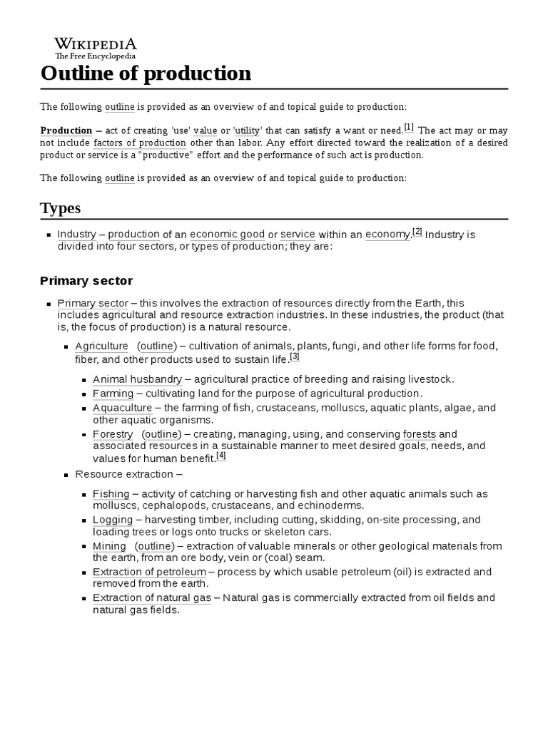 Outline of Production | PDF