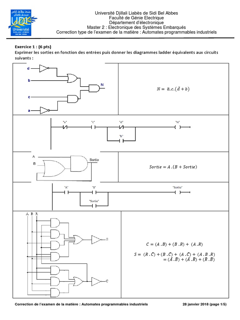 Correction d'examen : Automates programmables | PDF | Électrotechnique ...