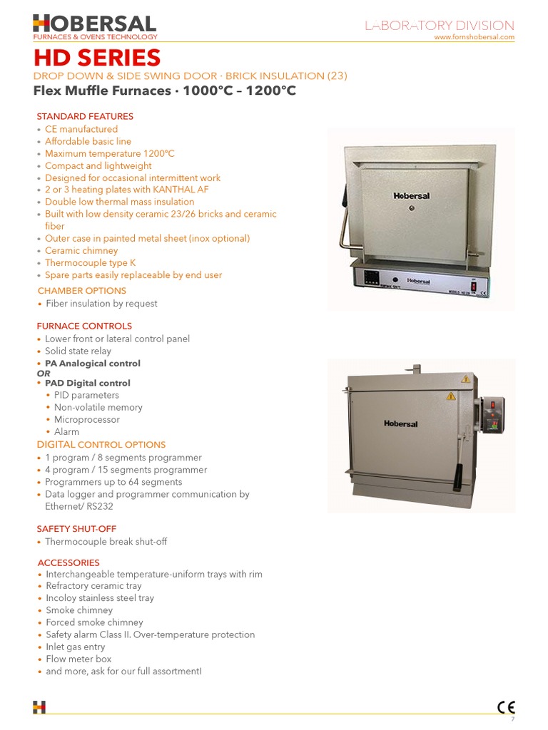 Hobersal Muffle Furnaces HD Series PDF Thermocouple Thermal
