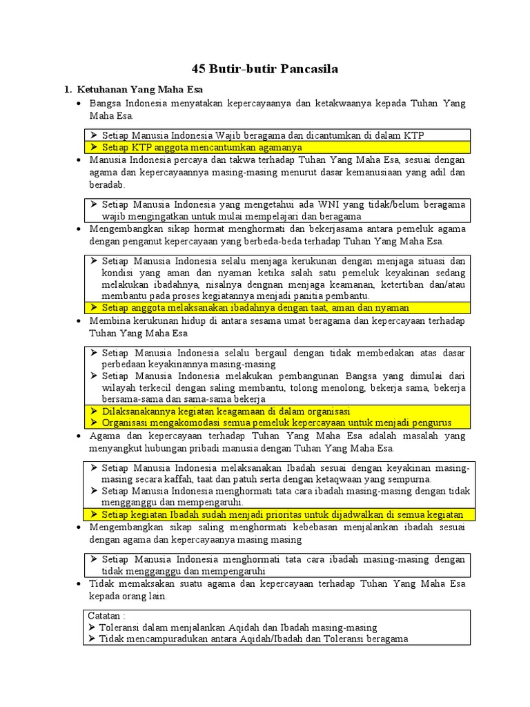 45 Butir-Butir Pancasila - Terjemahkan EDIT AKHIR 23032022-1 | PDF