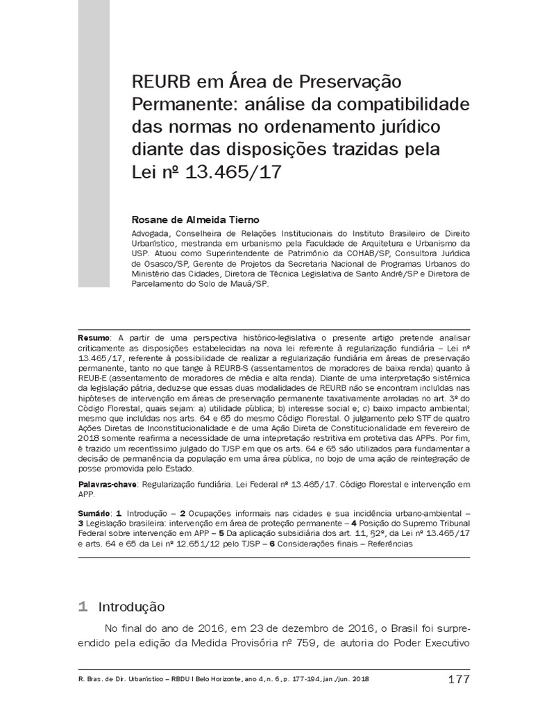 Reurb em rea de preserva o permanente an lise da compatibilidade das
