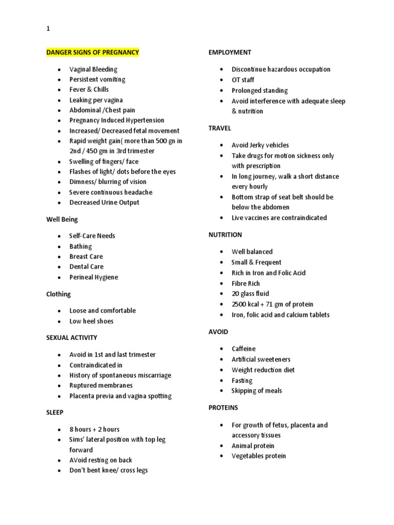 Danger Signs of Pregnancy Reviewer PDF Pregnancy Medical Specialties