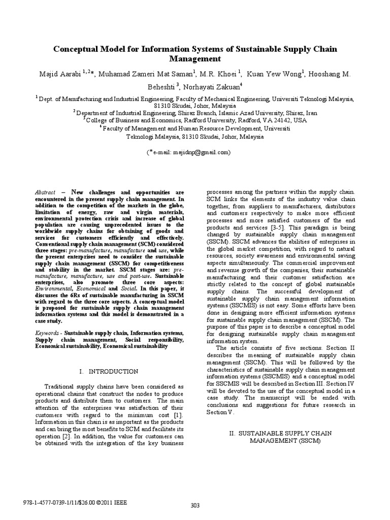 Conceptual Model for SSCMIS | PDF | Supply Chain | Sustainability