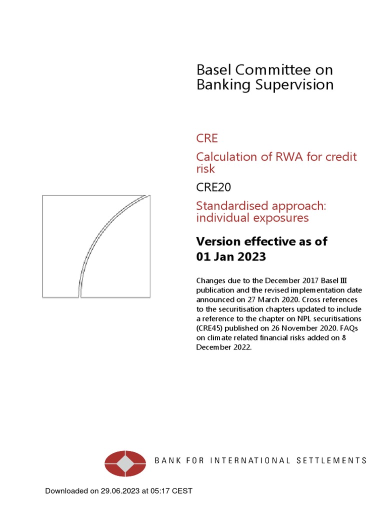RWA Calculation for Credit Risk: CRE20 | PDF | Banks | Bonds (Finance)