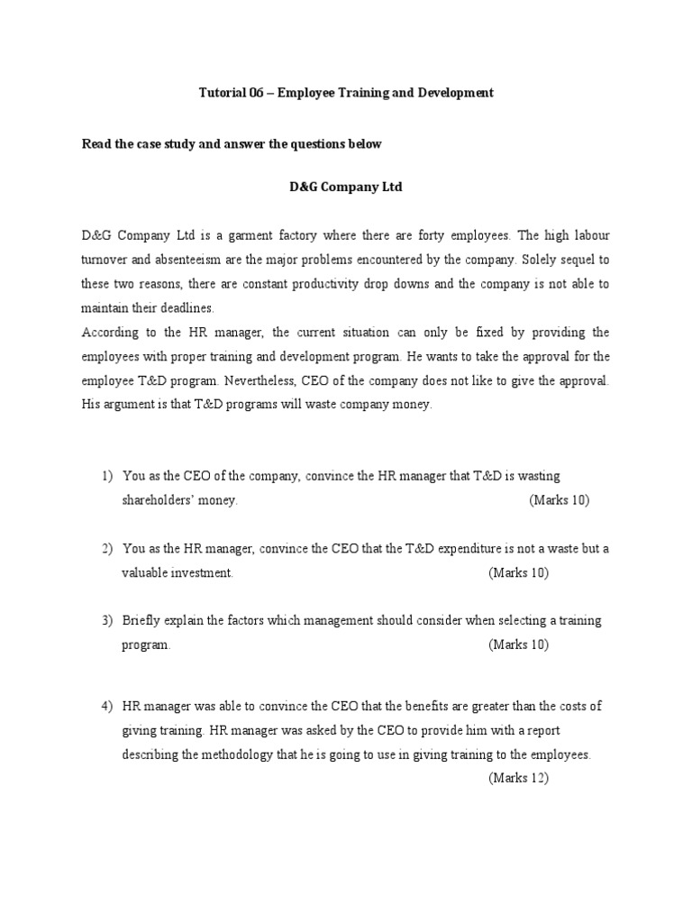 Tutorial 06 - Employee Training and Development | PDF