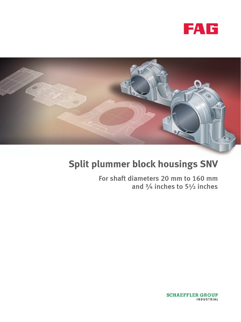 SNV Split Plummer Block Housings Guide | PDF | Bearing (Mechanical) | Screw