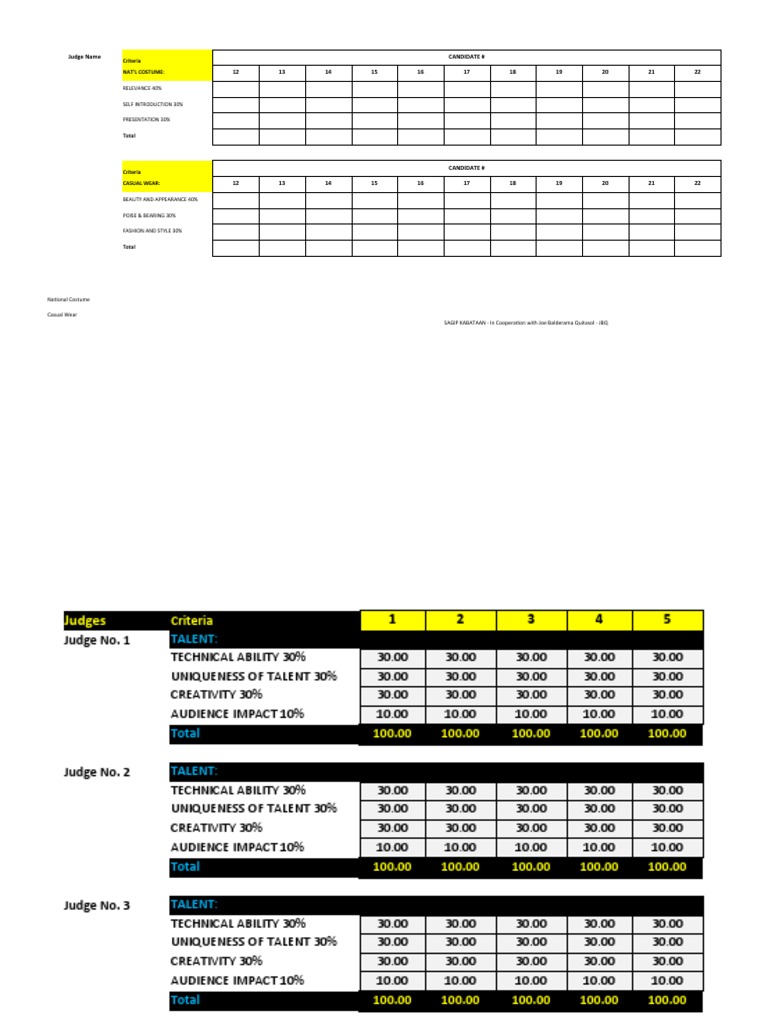 Criteria For Judging Ms GAY 2023 Black PDF Dress Codes Clothing