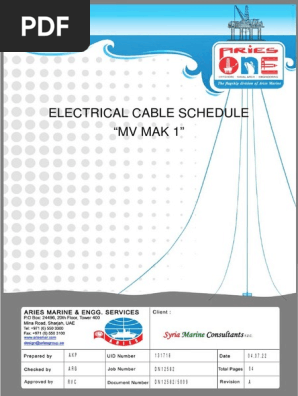 DN12582_5009_ELECTRICAL CABLE SCHEDULE_REV_A