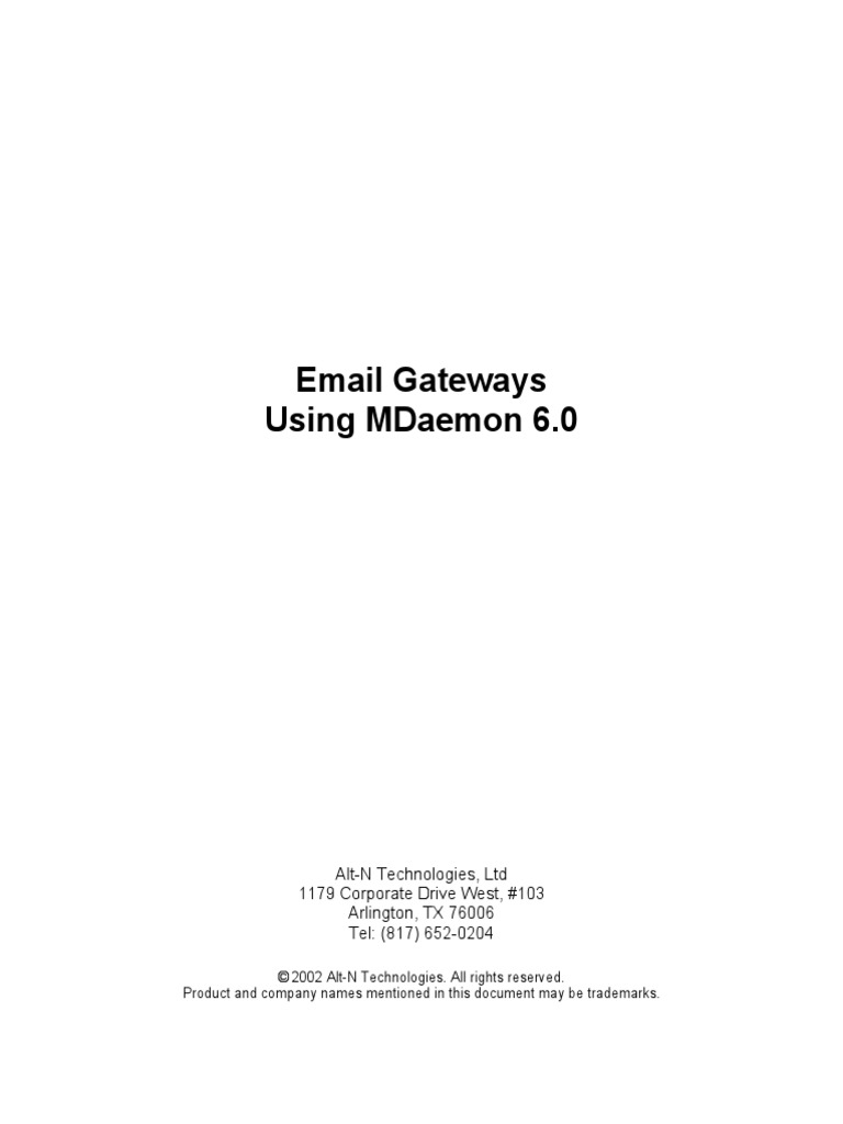 Email Gateways Using M Daemon 6 PDF Computer Network Port