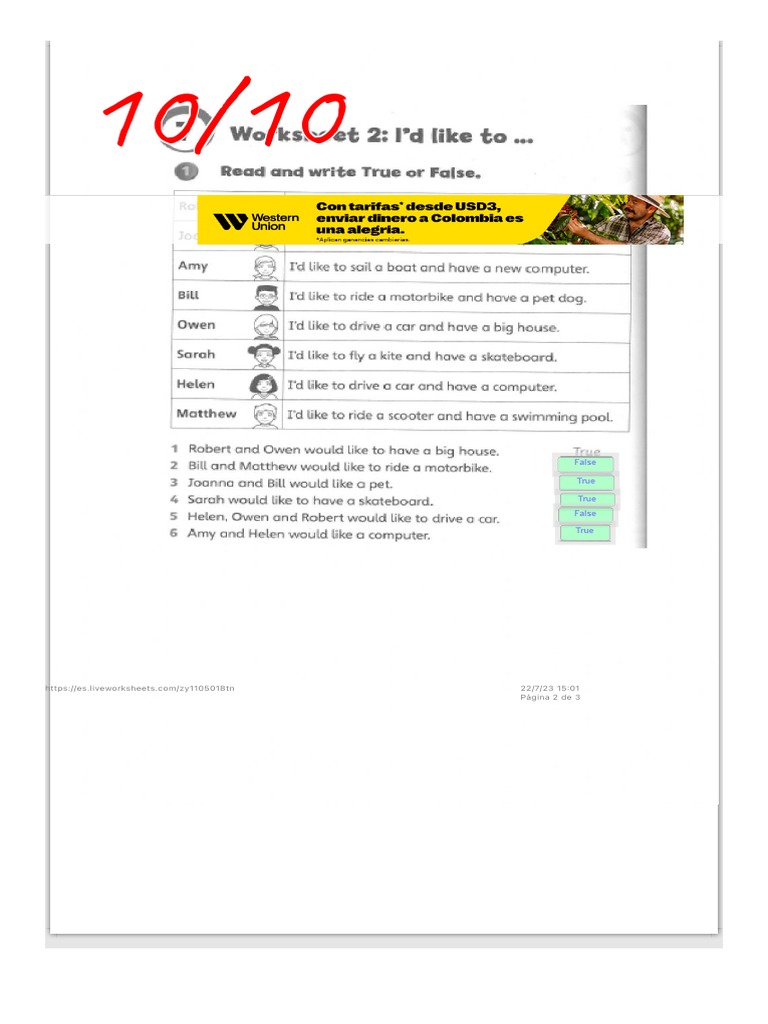 Ejercicio de Super Minds 2 Unit 7 | PDF