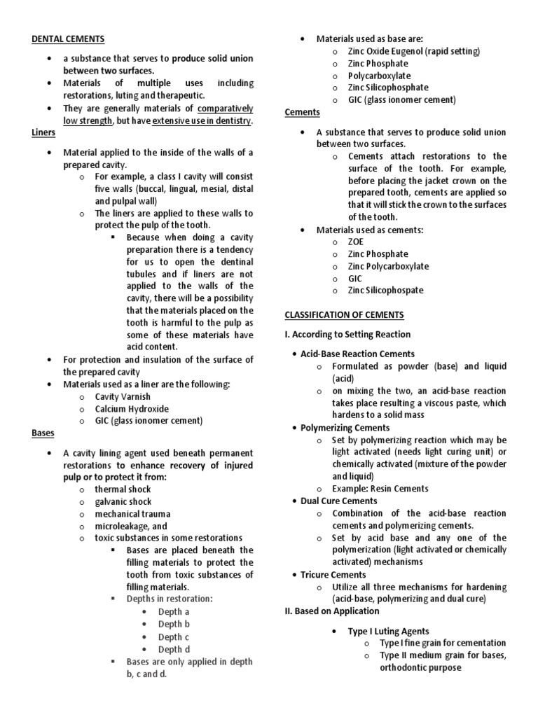 Dental Cements: Zinc Phosphate Overview | PDF | Materials | Dentistry ...