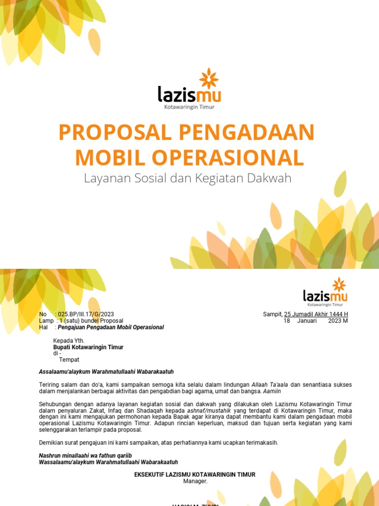 Proposal pengadaan mobil operasional pdf