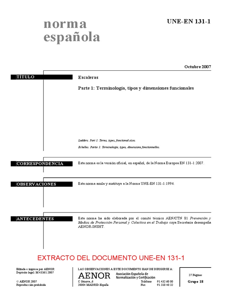 Norma UNE-EN 131-1: Escaleras y Dimensiones | PDF | Informática