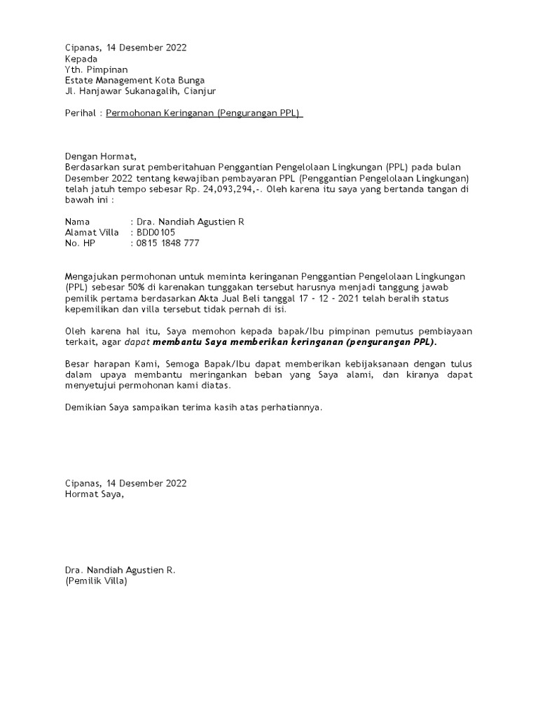 Permohonan Keringanan PPL 50% | PDF