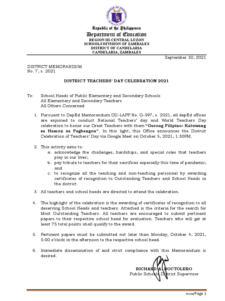 DistrictMemorandumonTeachersdayCelebration PDF