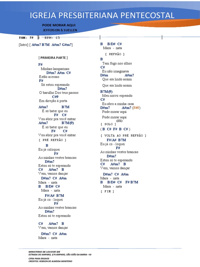 Cifra Pode Morar Aqui Jeferson e Suellen PDF