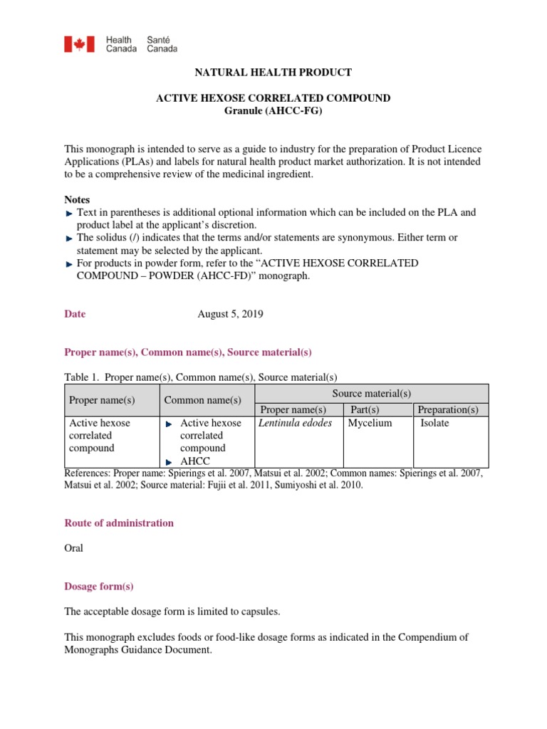 Mono Active Hexose Correlated Compound Granule Ahccfg English Pdf