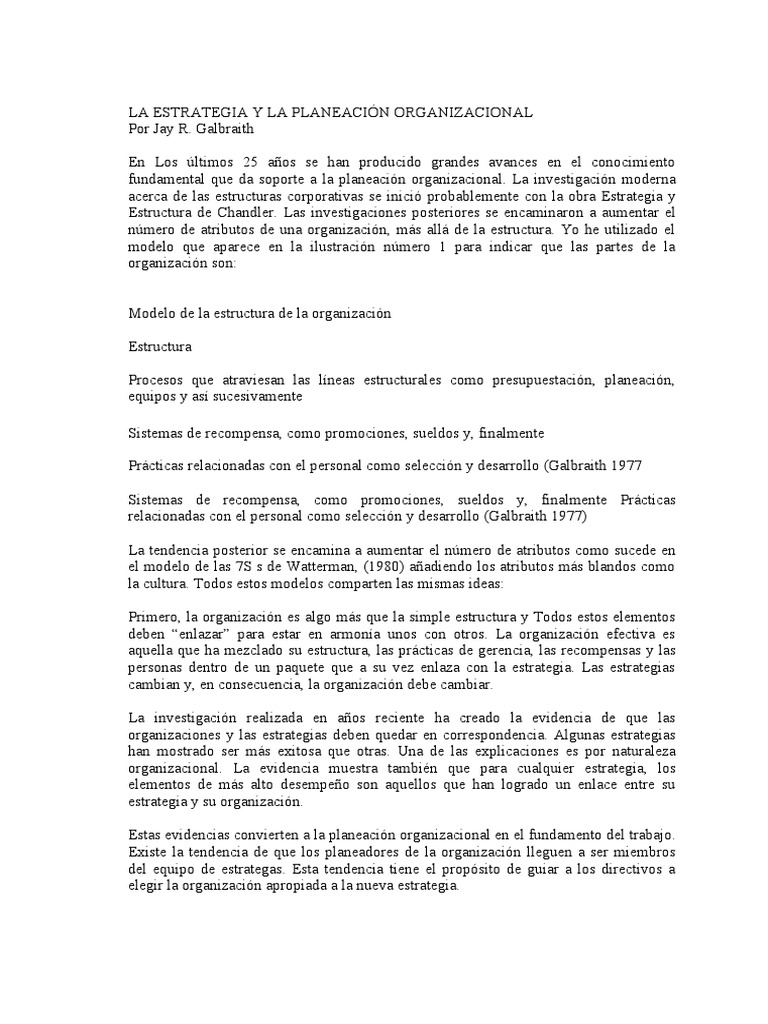 3.2 La Estrategia y La Planeación Organizacional | PDF
