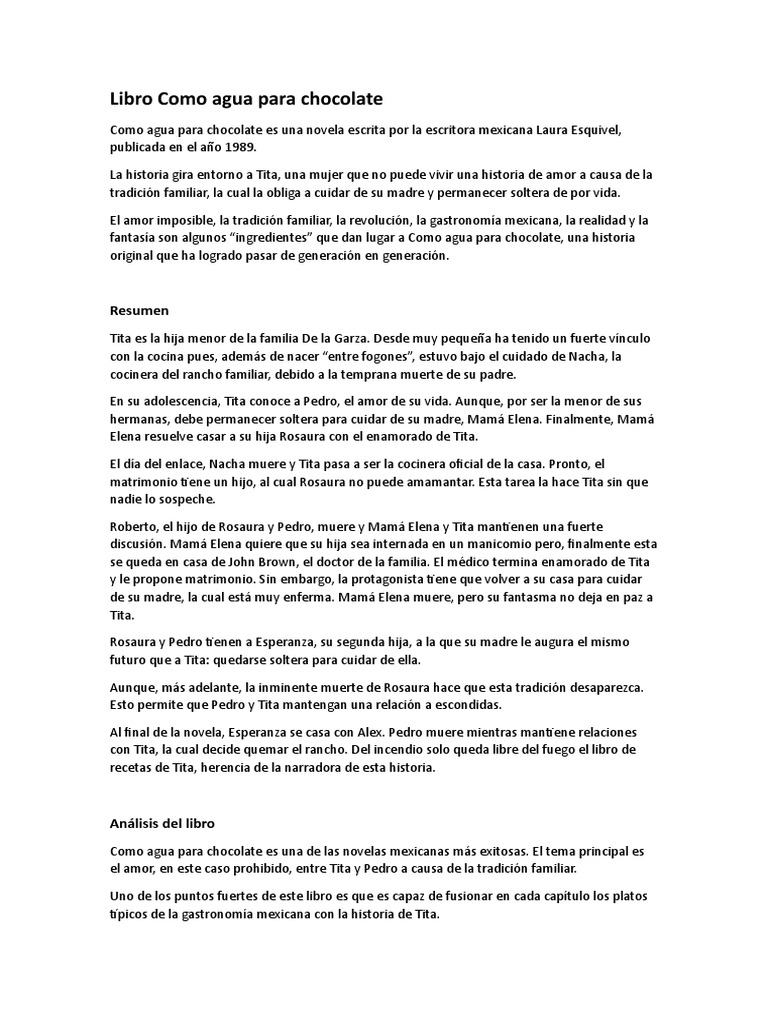 Como Agua para Chocolate ? PDF