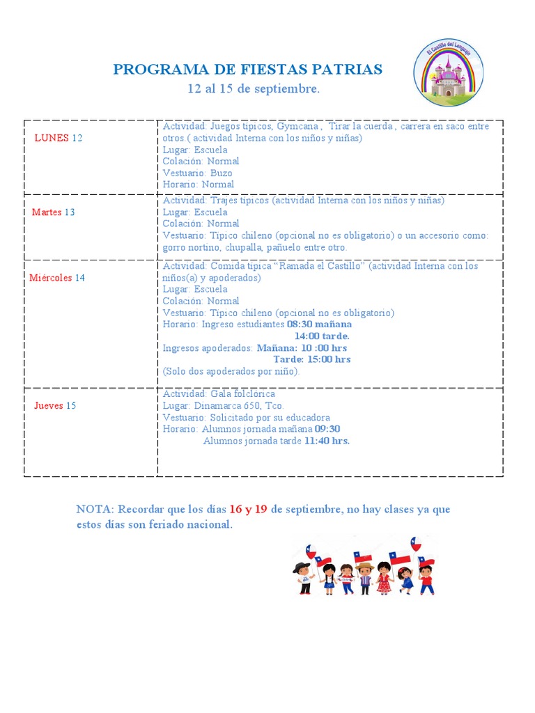 Programa de Fiestas Patrias PDF