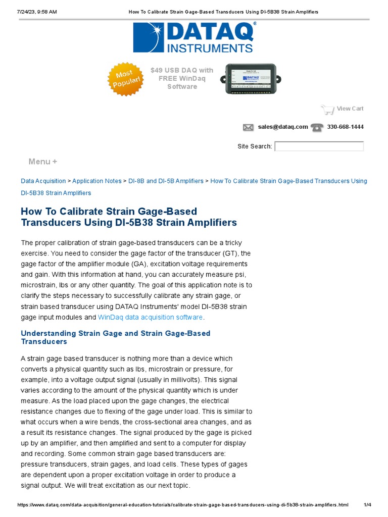 How To Calibrate Strain GageBased Transducers Using DI5B38 Strain