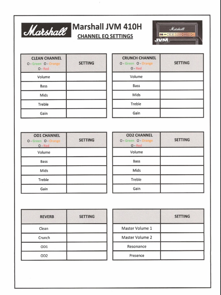 JVM 410H EQ Settings Chart | PDF