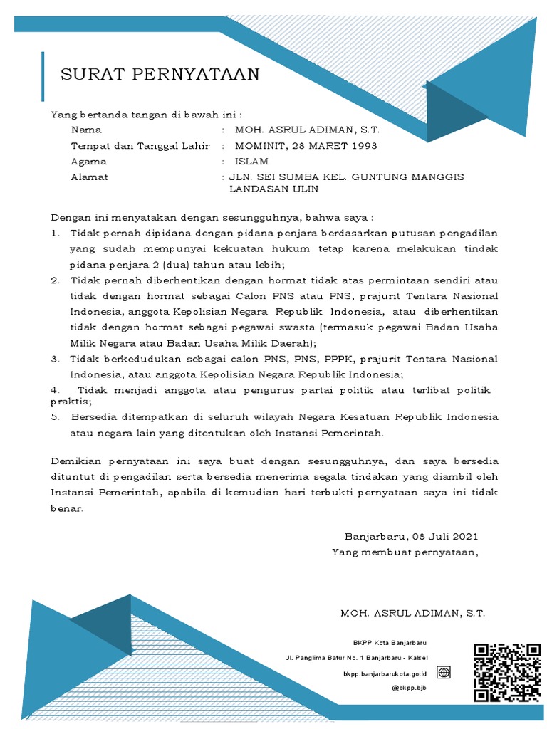 Surat Pernyataan 3 | PDF