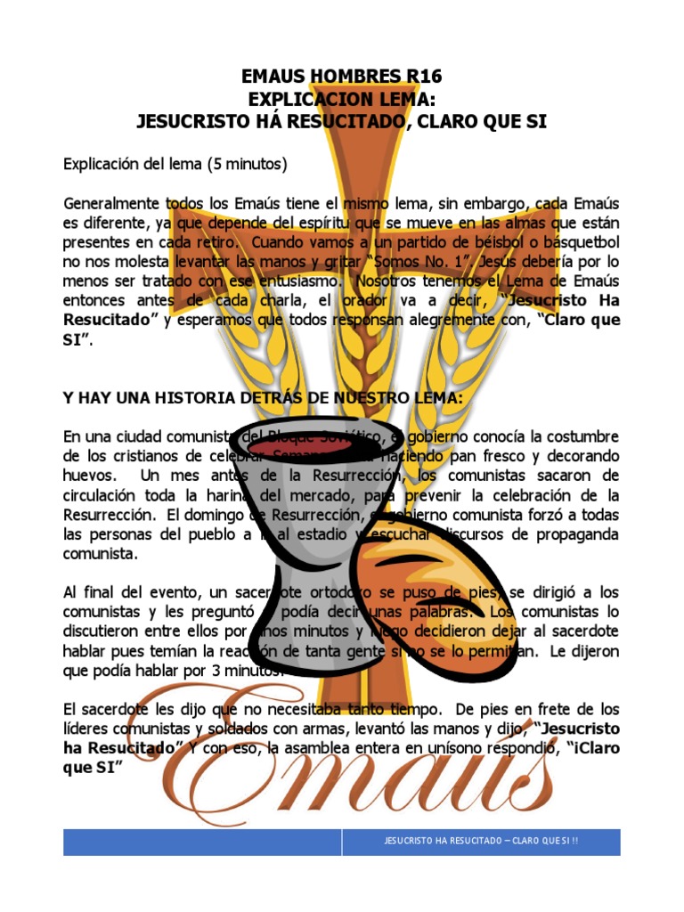 R16 Explicacion Lema Jesucristo Ha Resucitado Pdf