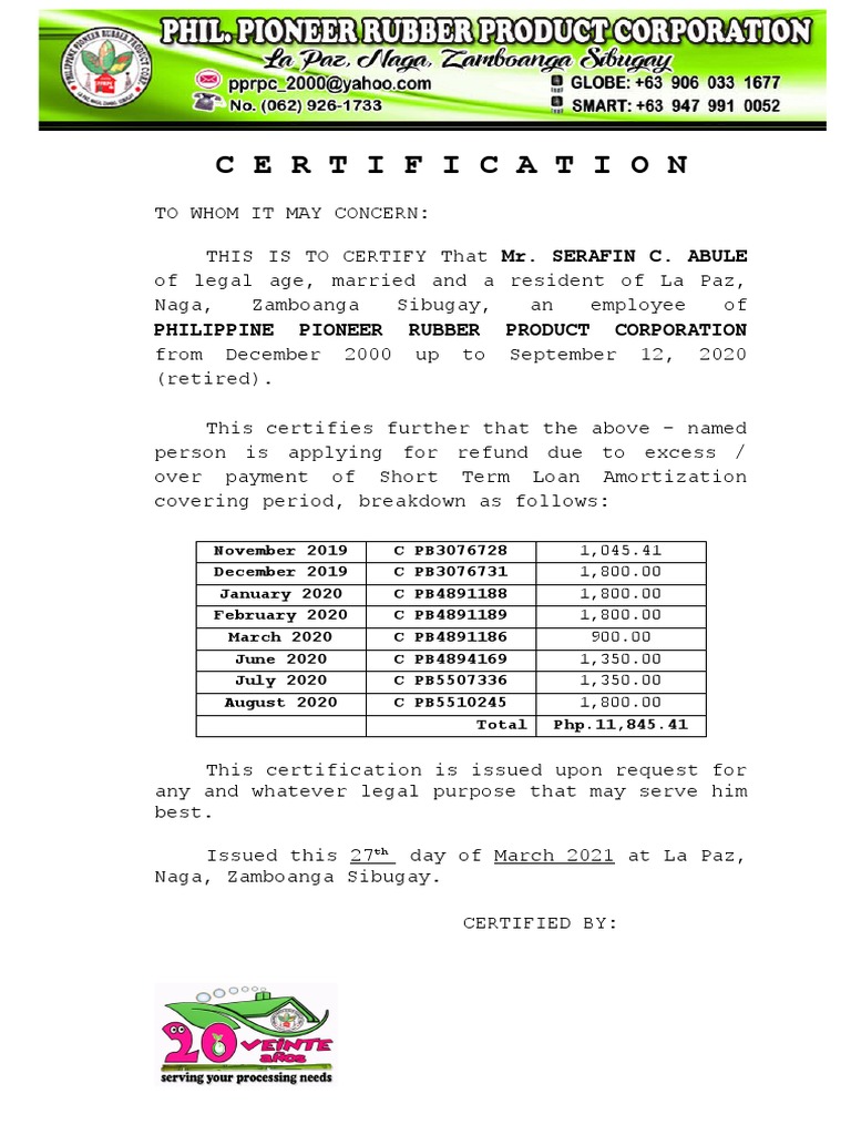 Certification in pag ibig 2021 pdf