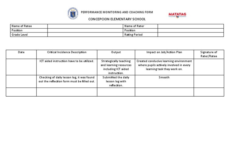 Performance Monitoring Form T1 V2 | PDF