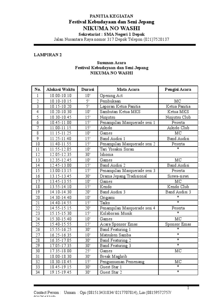 susunan acara susunan acara