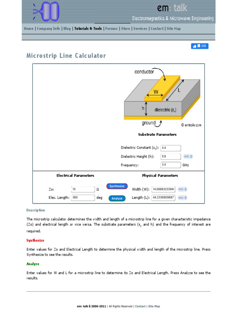 Microstrip Line Calculator em Talk PDF