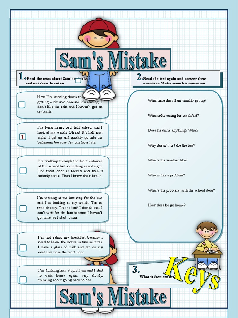 Sams Mistake Reading Comprehension Exercises Tests - 73388 | PDF