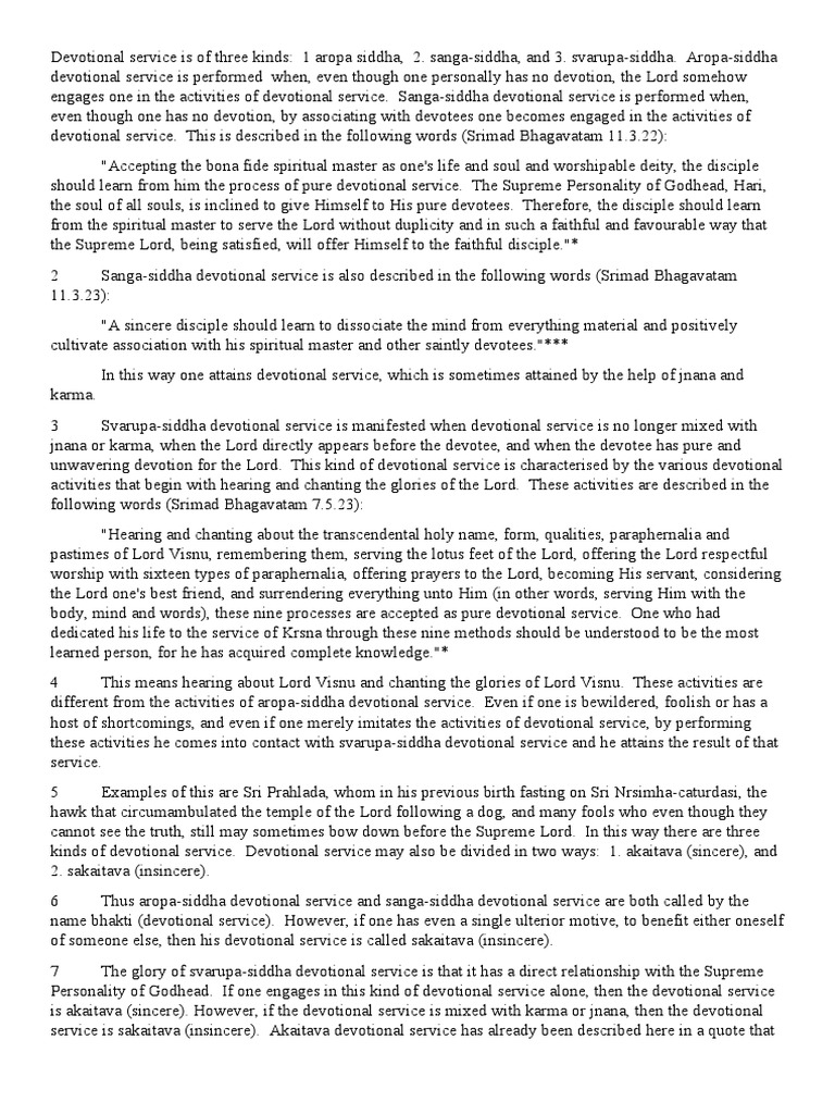 Types of Devotional Service Explained | PDF