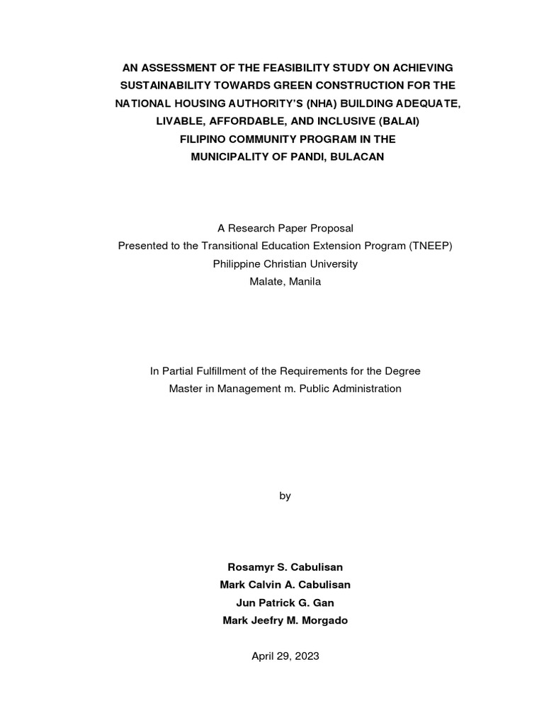NHA BALAI Filipino Community Program Feasibility | PDF | Sustainability ...