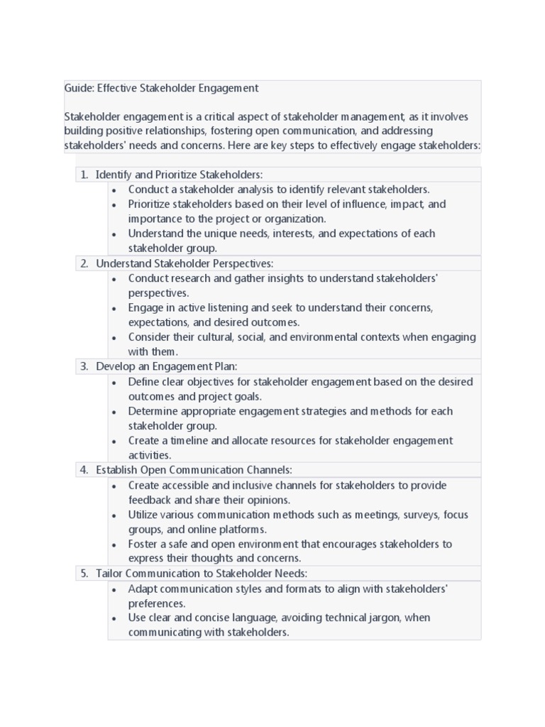 Effective Stakeholder Engagement Guide | PDF | Communication | Human ...