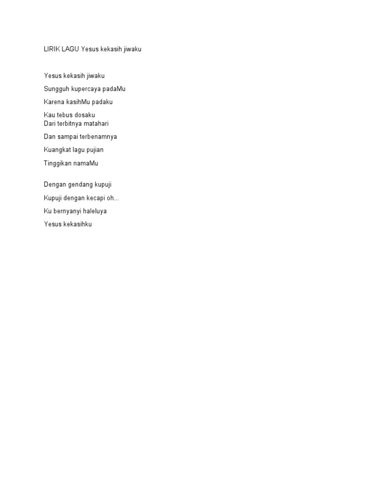 LIRIK LAGU Yesus Kekasih Jiwaku | PDF