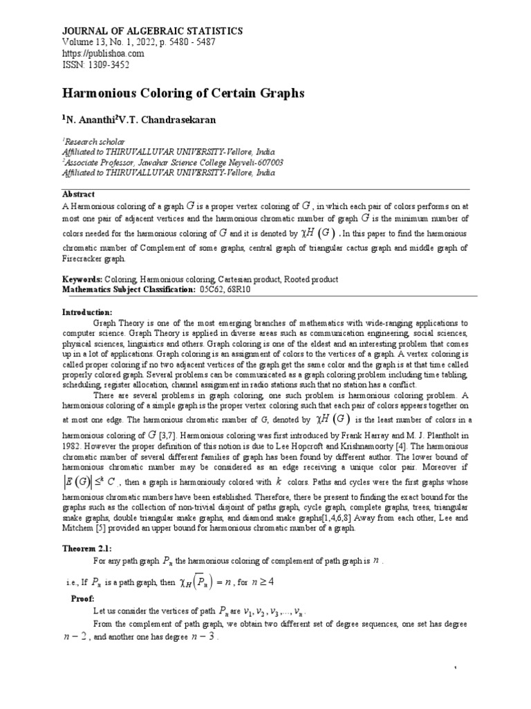FINAL-Harmonious Coloring of Certain Graphs | PDF | Vertex (Graph ...