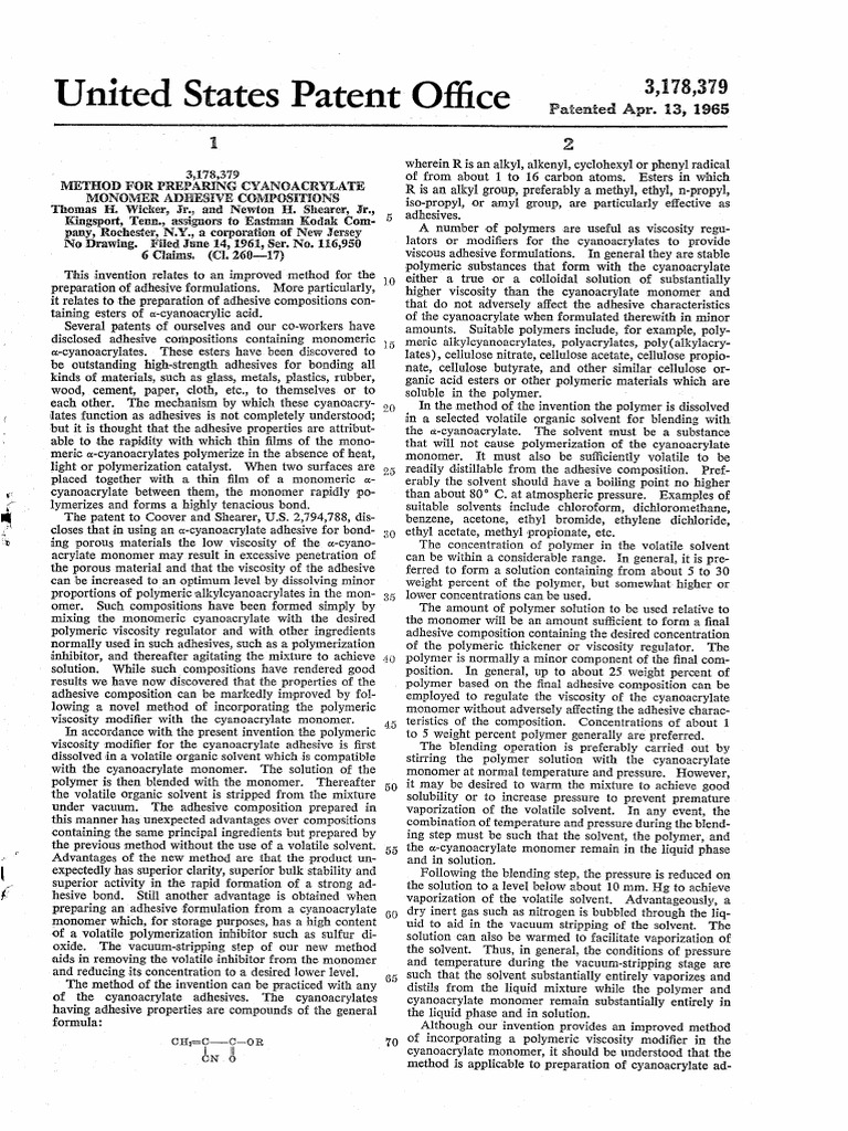 Method For Preparing Cyanoacrylate Adhesive Compositions PDF