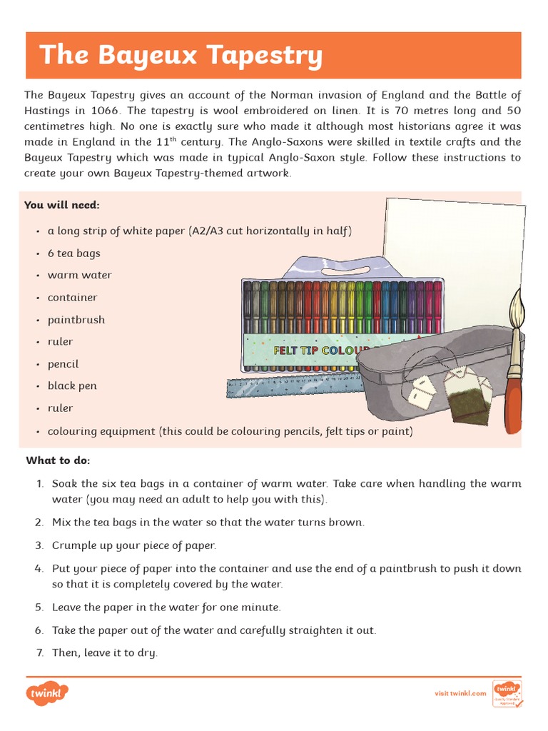 Bayeux Tapestry Art Activity Instructions PDF Tapestry Textiles