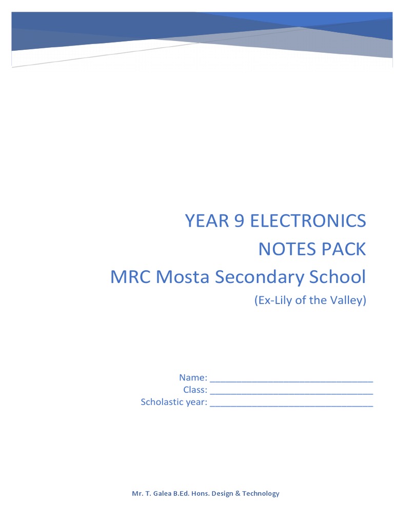 A4 Electronics Year 9 New | PDF | Resistor | Electrical Resistance And ...