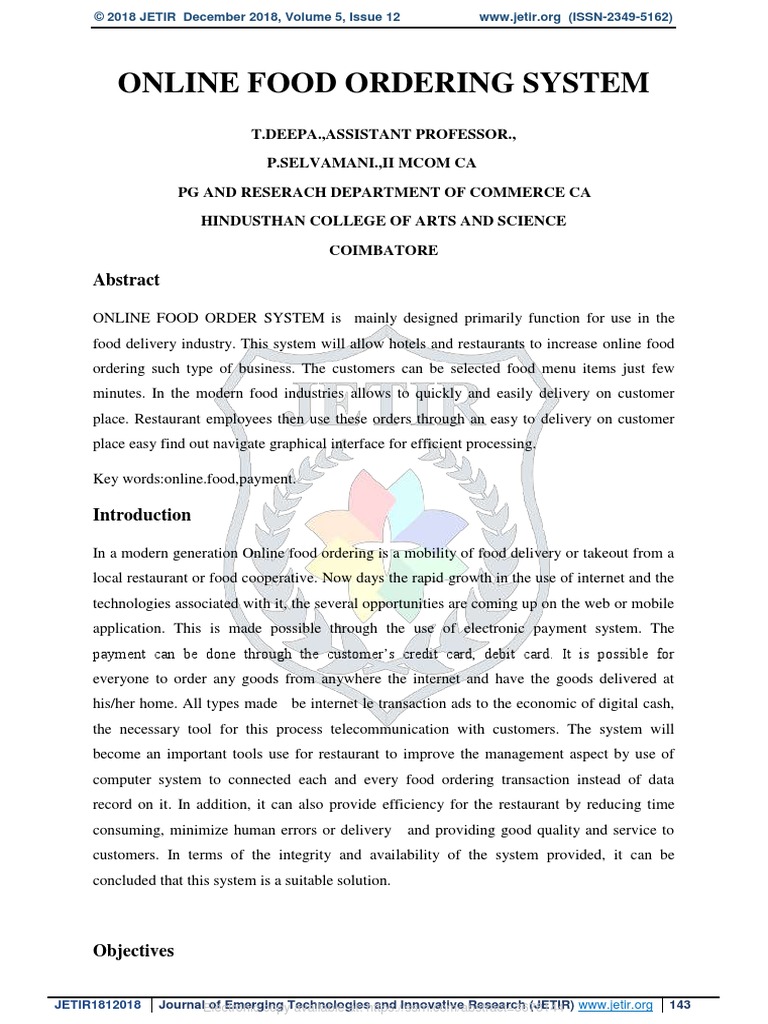 Online Food Ordering System Overview | PDF | Internet | Business