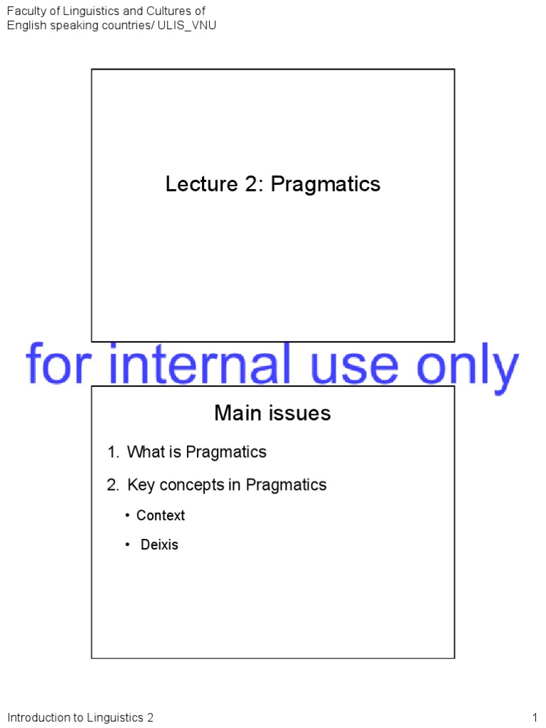 Lecture 2 - Pragmatics (Part 1) | PDF | Context (Language Use ...