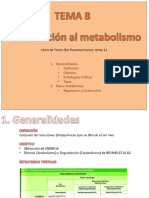 PresentacionTEMA 8 INTRODUCCION AL METABOLISMO