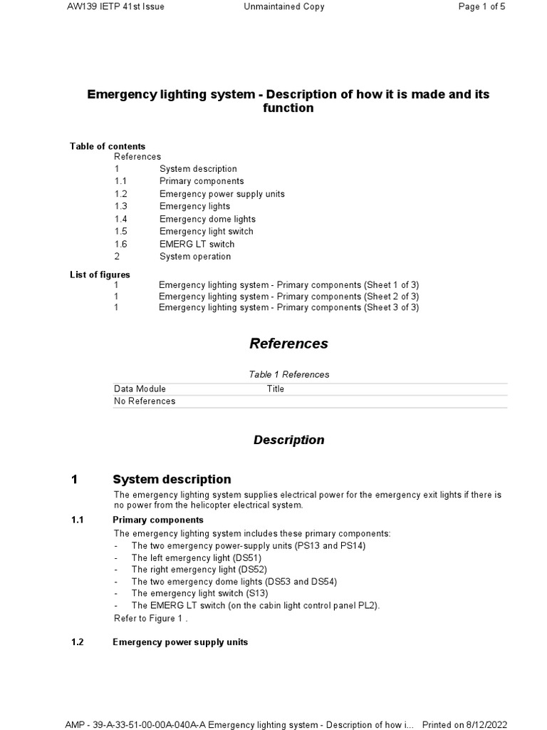 Emergency Lighting System Description of How It Is Made and Its