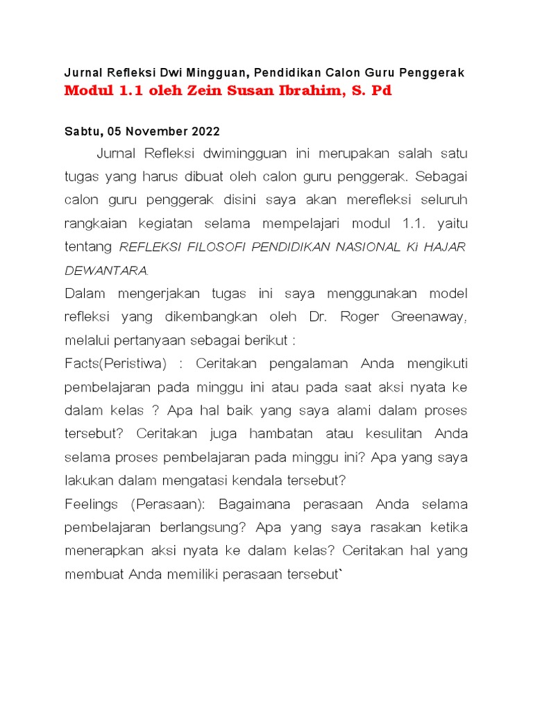 Refleksi Pendidikan Calon Guru Penggerak | PDF | Karier & Perkembangan